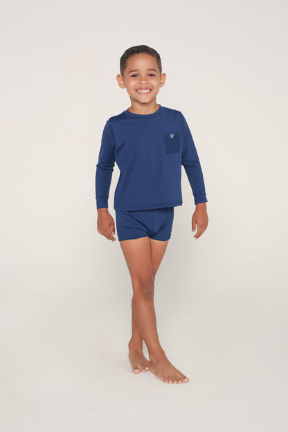 Conjunto Camiseta com Manga Menino - Azul Navy