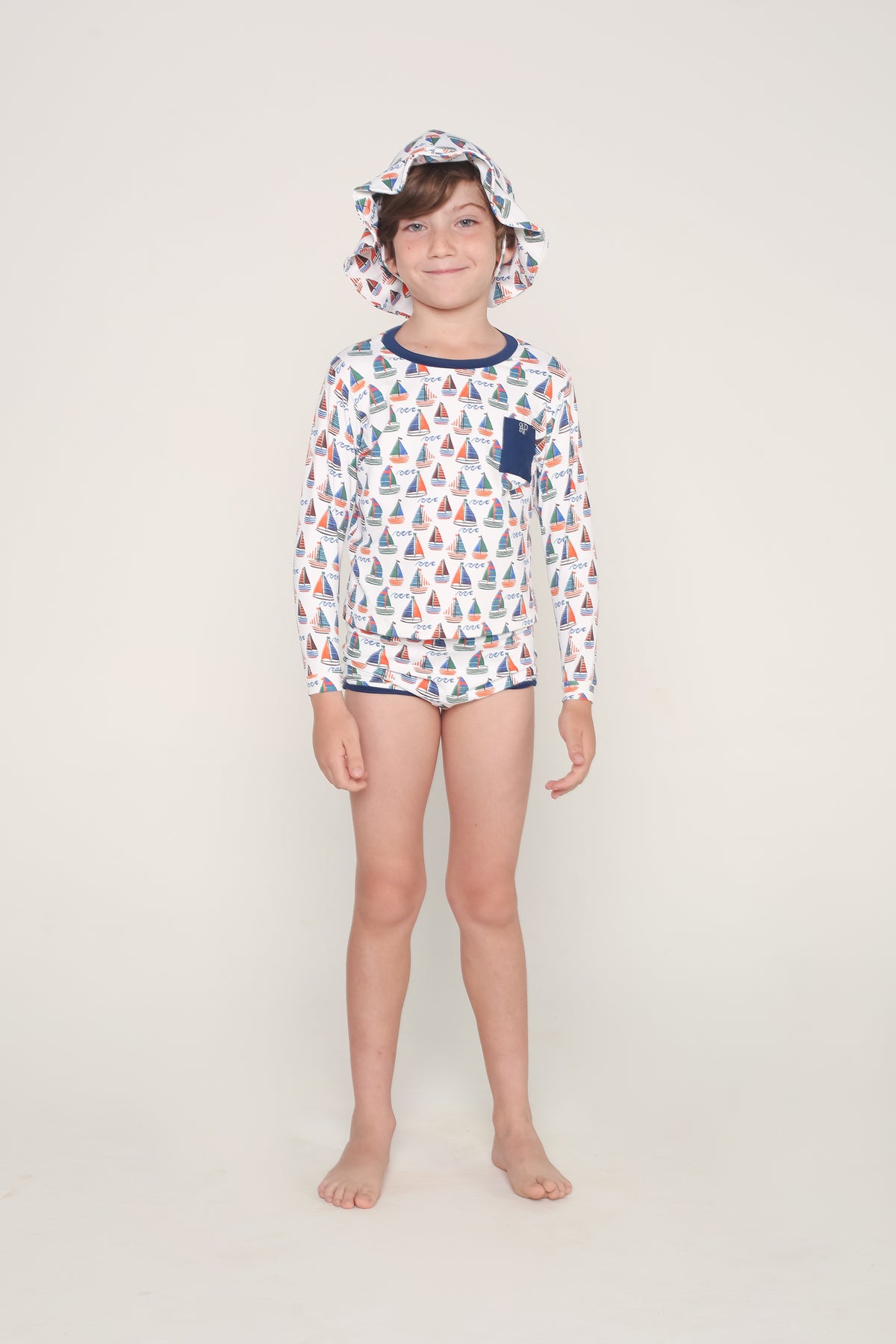 Conjunto Camiseta com Manga Menino - Barquinho