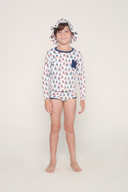 Conjunto Camiseta com Manga Menino - Barquinho