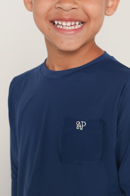 Conjunto Camiseta com Manga Menino - Azul Navy
