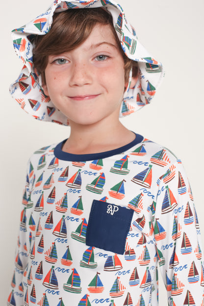 Conjunto Camiseta com Manga Menino - Barquinho